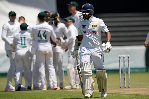 RSA Vs SL, 1st Test: Sri Lanka's Pathum Nissanka leaves the field after being dismissed by South Africa's Kagiso Rabada