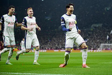UEFA Europa League: Tottenham's Son Heung-min celebrates after scoring the opening goal