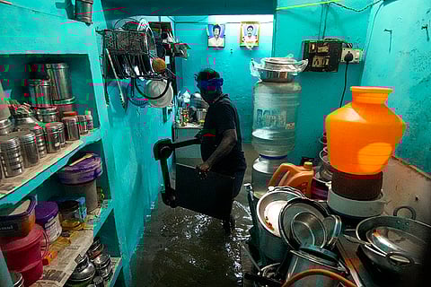 Cyclone Fengal: A house is observed submerged in rains