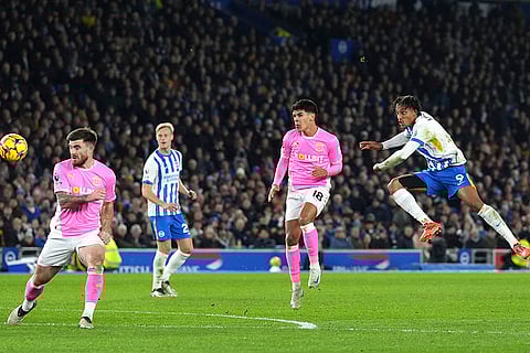 English Premier League: Brighton's Joao Pedro, right, in action