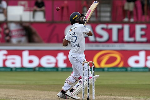 RSA Vs SL, 1st Test Day 3: Sri Lanka's Dinesh Chandimal is hit by a delivery from South Africa's Kagiso Rabada