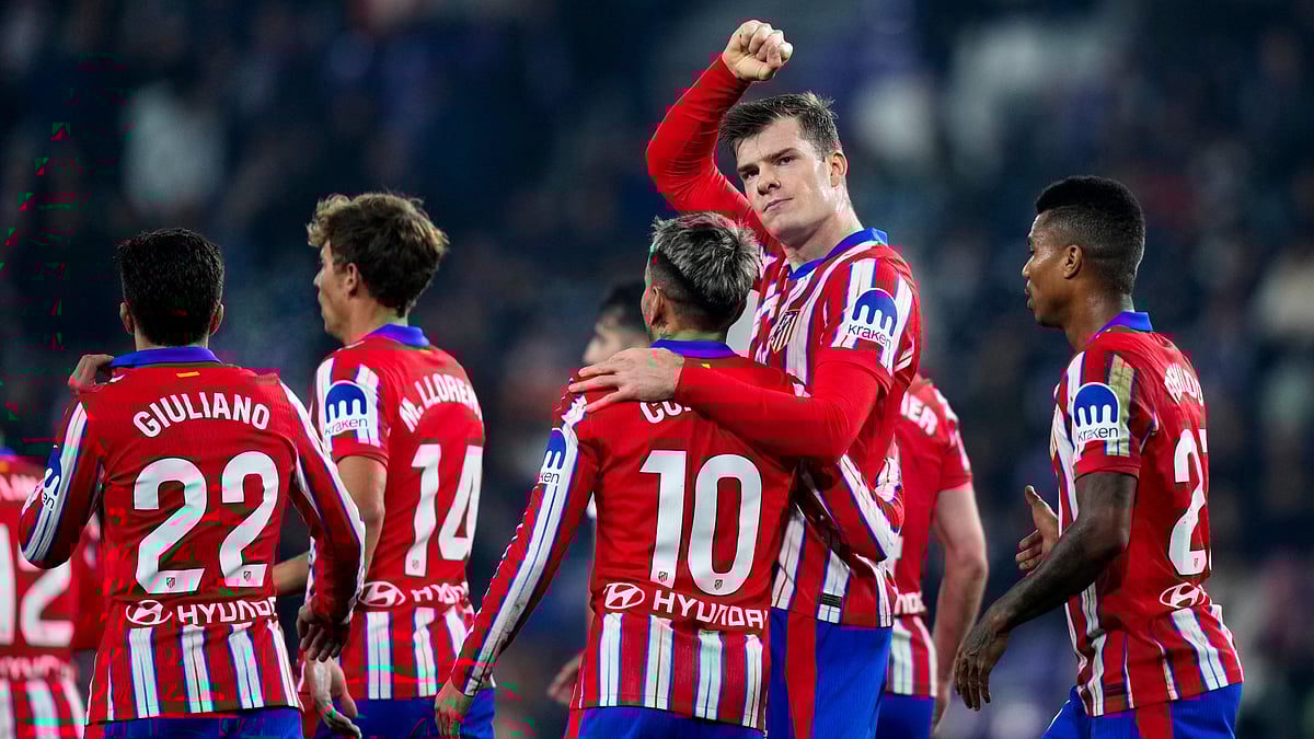 Atletico Madrid's Alexander Sorloth celebrates scoring their fifth goal
