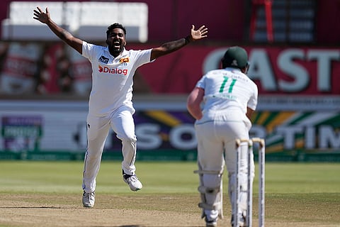 RSA Vs SL, 1st Test Day 3: Sri Lanka's Asitha Fernando successfully appeals for LBW against South Africa's captain Temba Bavuma