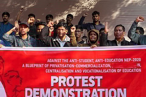 Protest against NEP 2020 in Delhi