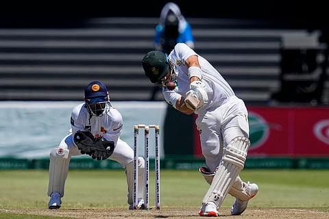 RSA Vs SL, 1st Test Day 3: South Africa's Tristan Stubbs, right, plays a side shot