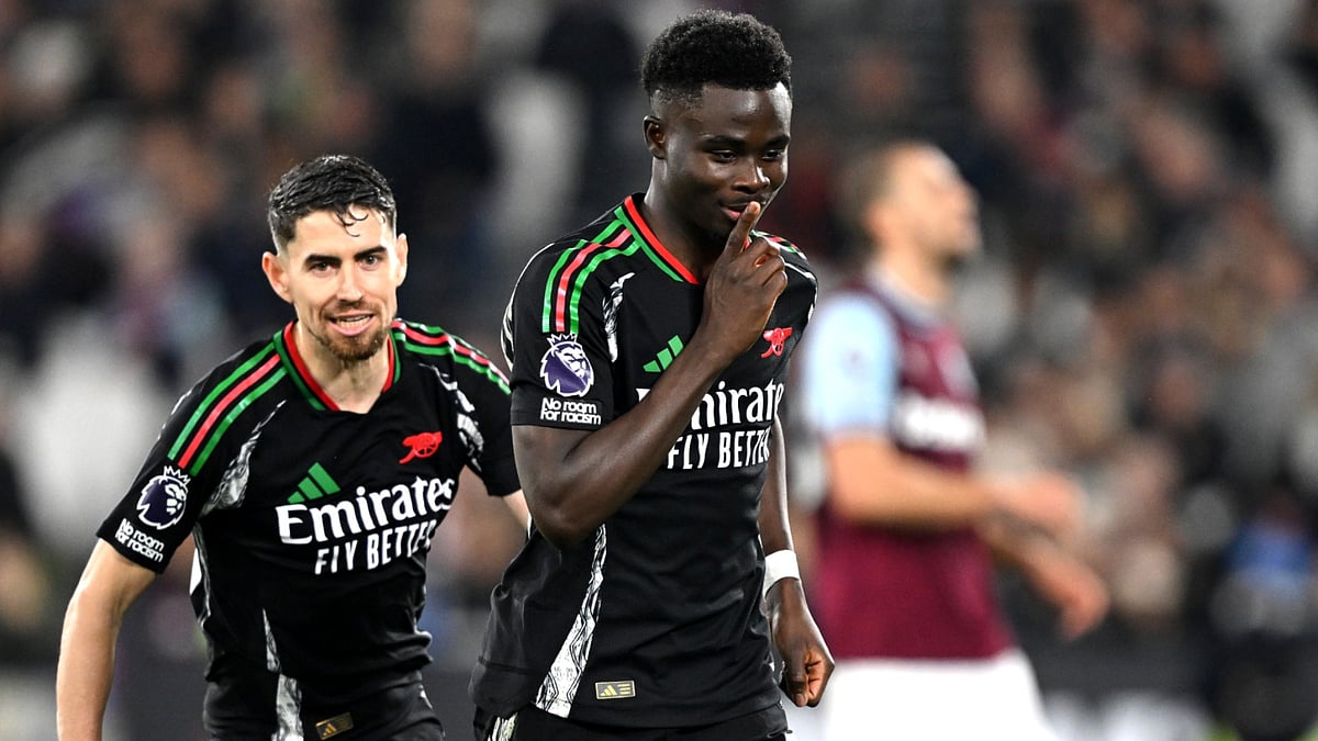 Bukayo Saka scored the seventh goal of a "crazy" first half at West Ham