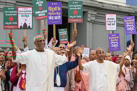 Protest against Hindu monk in Bangladesh