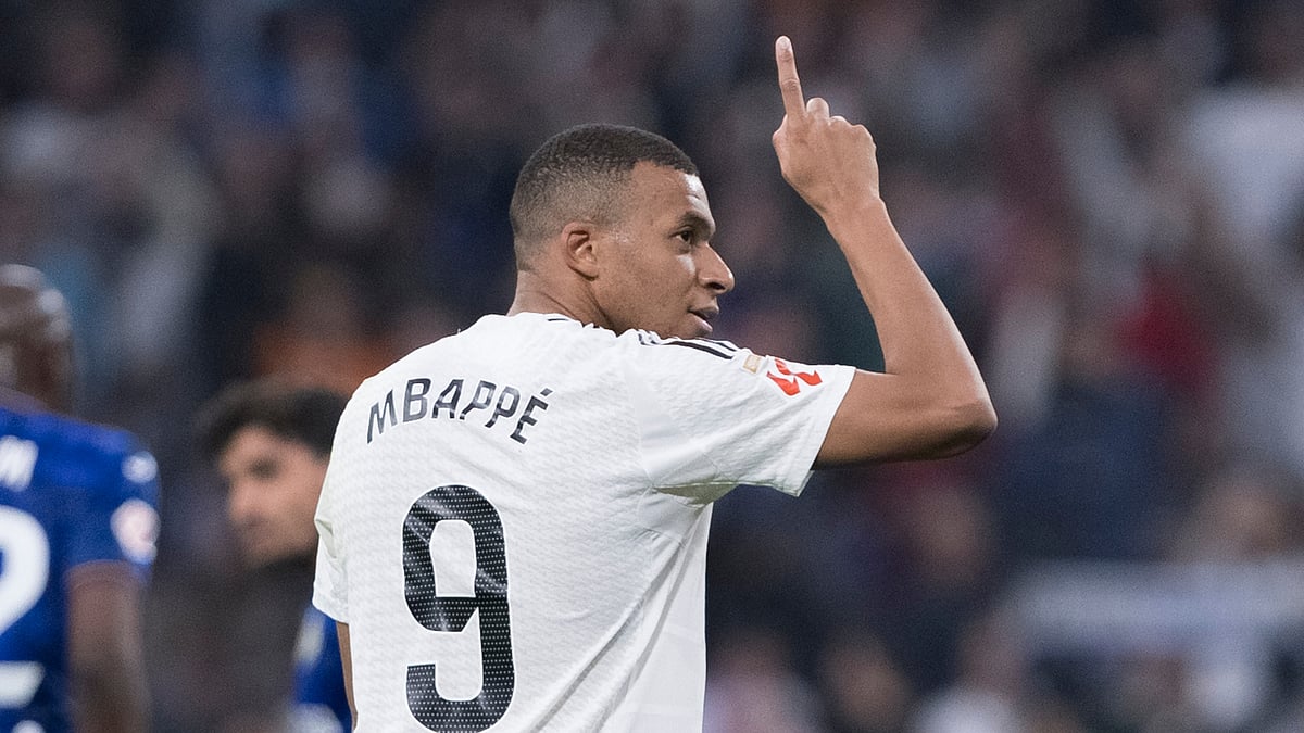 Kylian Mbappe scored in Real Madrid's 2-1 win over Getafe on Sunday
