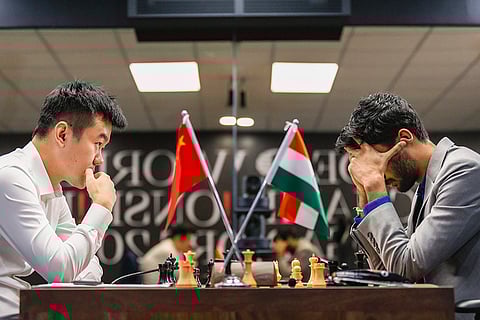 FIDE World Chess Championship: D Gukesh and Ding Liren during the fifth game