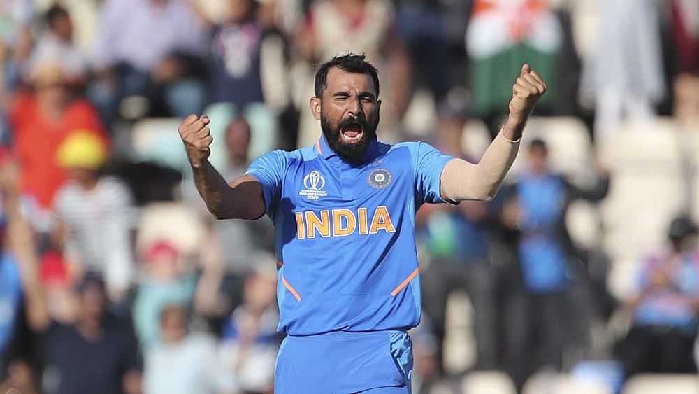 File : File image of Mohammed Shami in Indian cricket team colours.