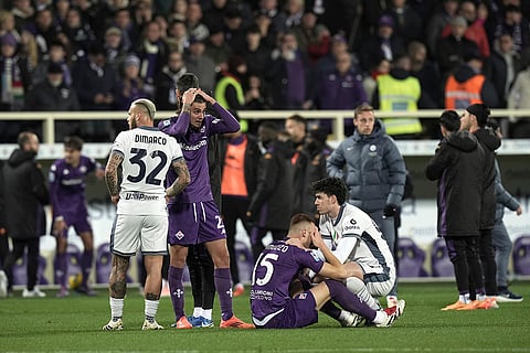 Serie A soccer: Emotional players comfort each other