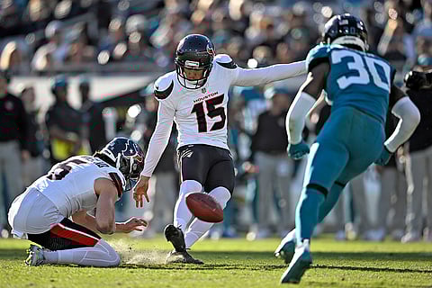 Texans vs Jaguars NFL Football: Texans' Ka'imi Fairbairn (15) kicks a field goal against the Jaguars