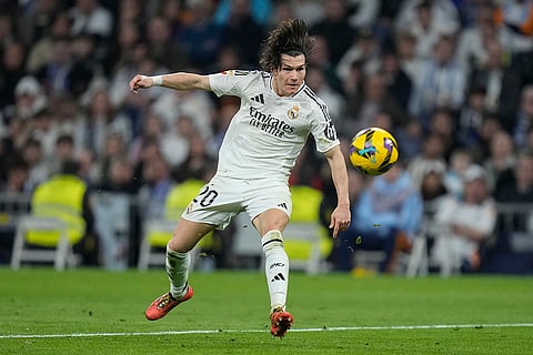 La liga 2024-25: Real Madrid's Fran Garcia runs with the ball