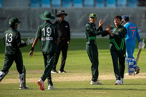 Asia Cup U-19 IND vs PAK: Pakistan's team members celebrate the dismissal of India's Mohamed Amaan