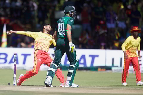 ZIM vs PAK 1st T20 Cricket: Zimbabwe's Sikandar Raza bowls