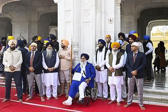 Sukhbir Badal Performs 'Sewadar' Duty At Takht Kesgarh Sahib After Dodging Assassination Attempt