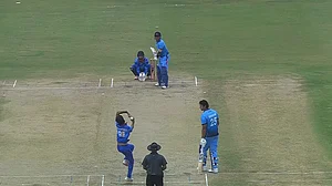 X/BCCI Domestic : Suryakumar Yadav bats and Shivam Dube is at the non-striker's end during the Mumbai vs Services match in Syed Mushtaq Ali Trophy in Hyderabad.