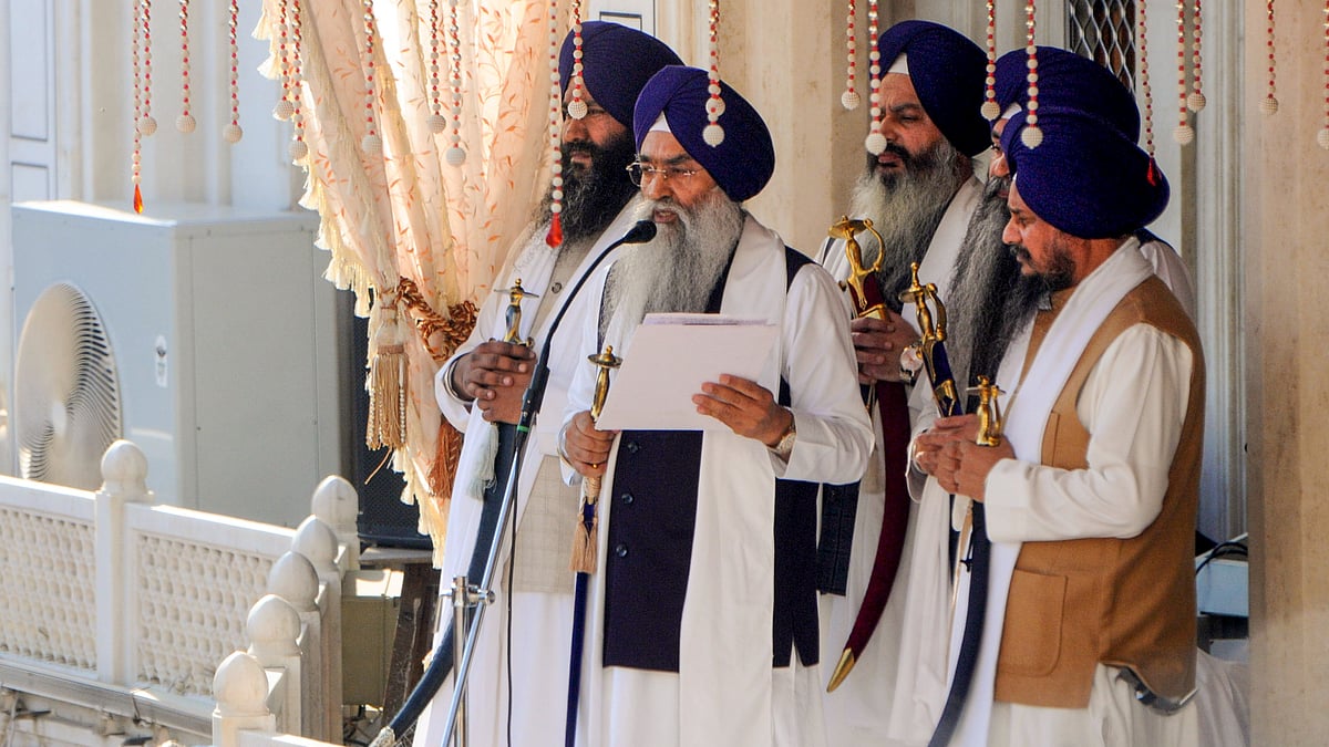 PTI : Akal Takht Jathedar Giani Raghbir Singh with five high priests during the hearing of 'tankhaiya' (guilty of religious misconduct) case by the Akal Takht, at the Golden Temple in Amritsar, Monday, Dec. 2, 2024. 