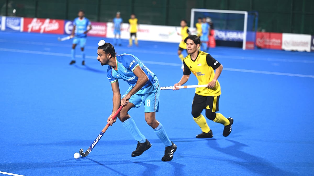 Hockey India : Action from the semi-final clash between India and Malaysia at the Junior Asia Cup 2024 in Muscat.