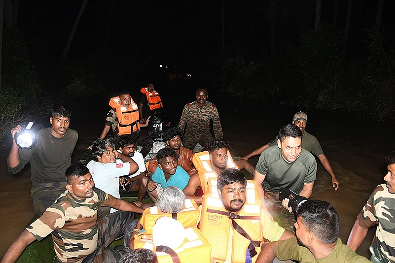 Aftermath of Cyclone Fengal landfall