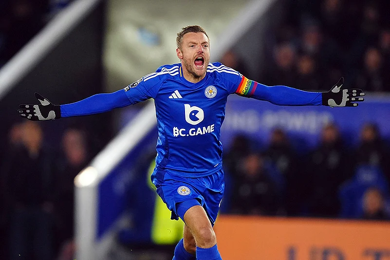 English Premier League soccer Leicester City vs West Ham United football gallery_Jamie Vardy