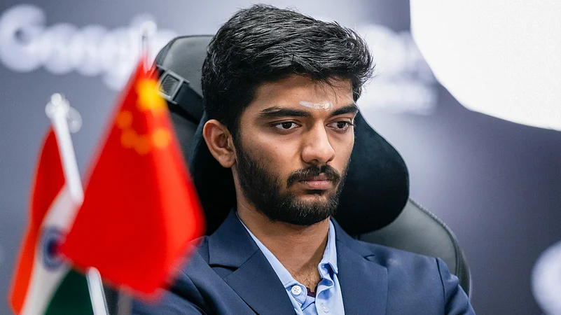 D Gukesh Ding Liren during the eighth game of the World Chess Championship