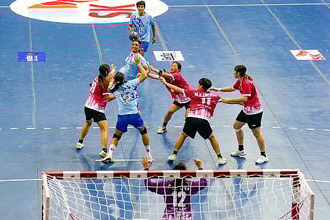 Asian Women’s Handball: India's Menika in action against Hong Kong