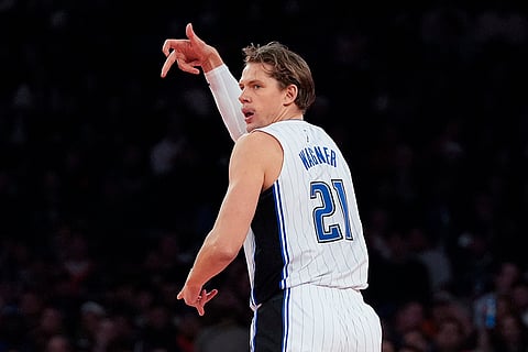 NBA Cup 2024: Magic center Moritz Wagner reacts during the first half