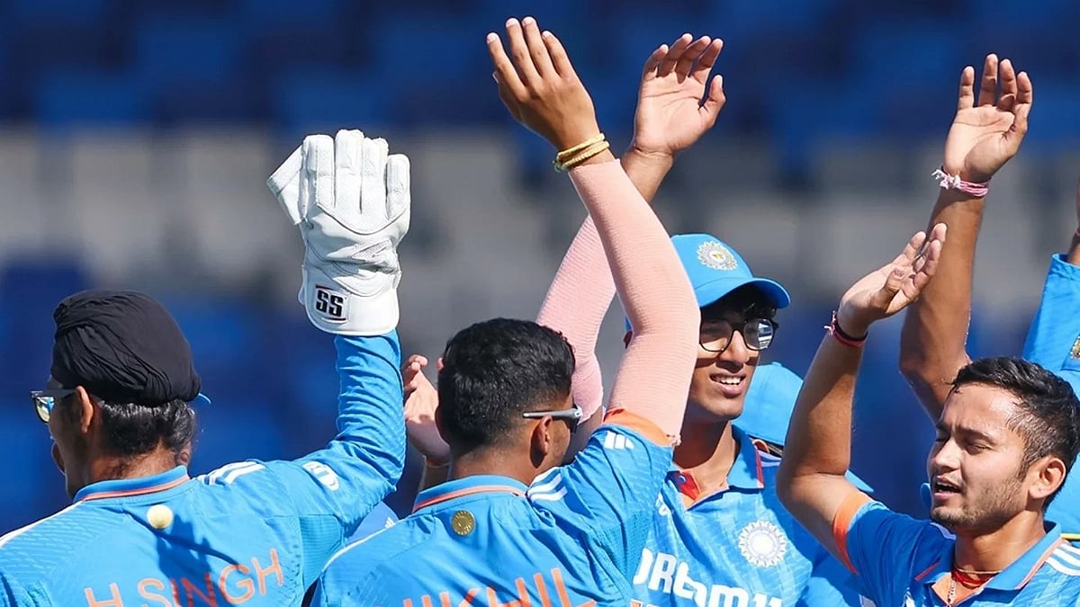 ACC : The Indian U-19 side celebrating a wicket against UAE in their final Group A match.