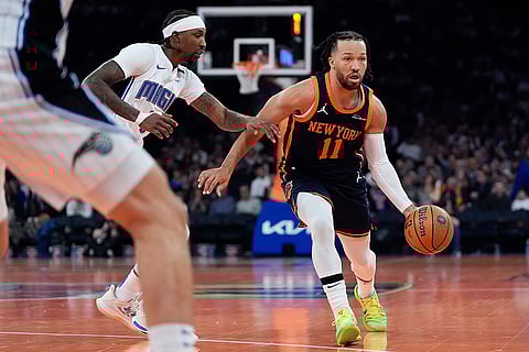 NBA Cup 2024: Knicks guard Jalen Brunson (11) dribbles the ball