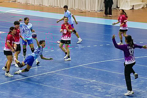 Asian Women’s Handball: India's Shalini Thakur in action against Hong Kong
