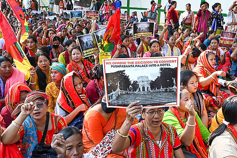Agartala: Protest against handing over of Pushpabanta Palace