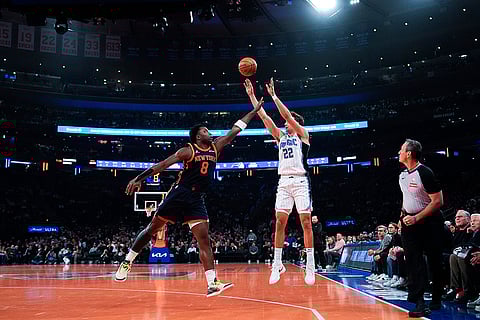 NBA Cup 2024: Magic forward Franz Wagner (22), shoots over Knicks forward OG Anunoby