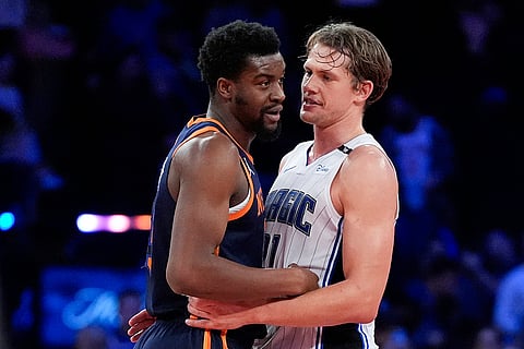 NBA Cup 2024:  Knicks center Ariel Hukporti and Magic center Moritz Wagner