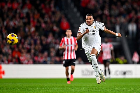 La Liga 2024-25: Real Madrid's Kylian Mbappe runs for the ball