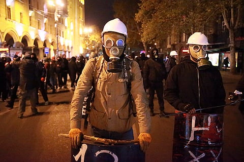 Pro-EU protests in Georgia: Demonstrators participate in a rally