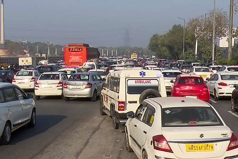 Farmers Protest: Traffic jam on Mahamaya Flyover
