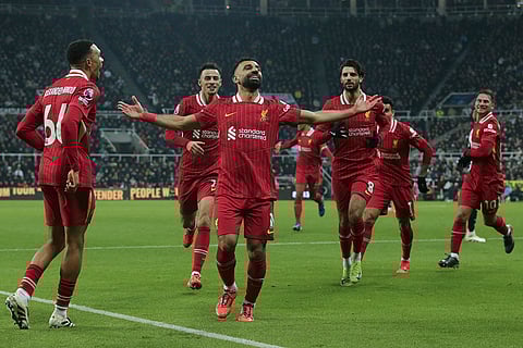 EPL 2024-25: Liverpool's Mohamed Salah celebrates after scoring his side's third goal