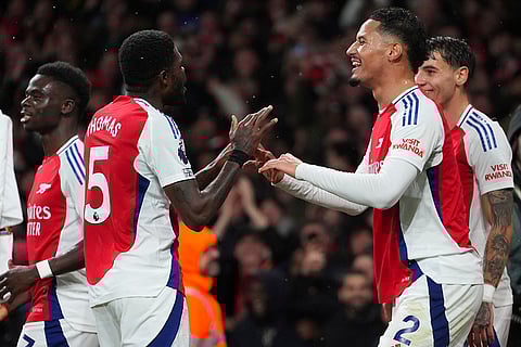 EPL 2024-25: Arsenal's William Saliba celebrates after scoring his side's second goal