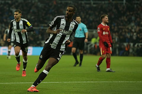 EPL 2024-25: Newcastle's Alexander Isak, front, celebrates after scoring the opening goal