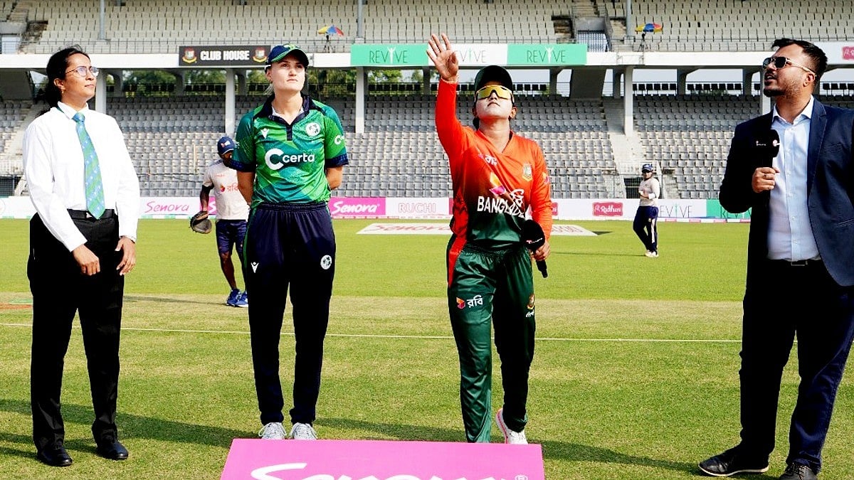 Photo: X | Bangladesh Cricket : Bangladesh women's cricket team captain Nigar Sultan with Ireland captain Gaby Lewis during the toss for the first T20I match in Sylhet.