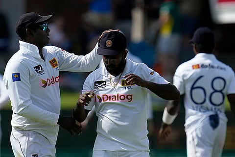 RSA Vs SL, 2nd Test Day 1: Sri Lanka's Asitha Fernando gets a pat on the head from Angelo Mathews