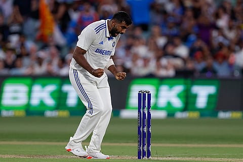 IND Vs AUS 2nd Test Day 1: India's Jasprit Bumrah celebrates the dismissal of Australia's Usman Khawaja