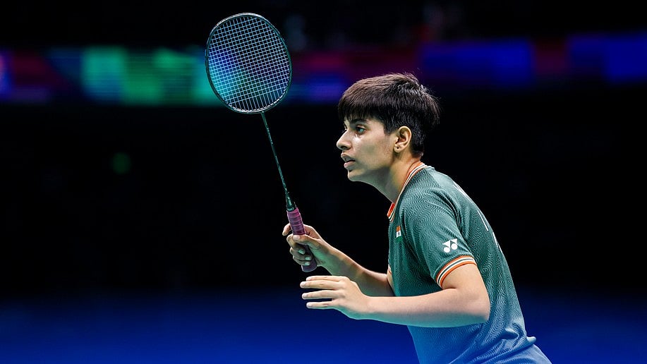 Badminton Photo : India's Anmol Kharb in action at Guwahati Masters Super 100.