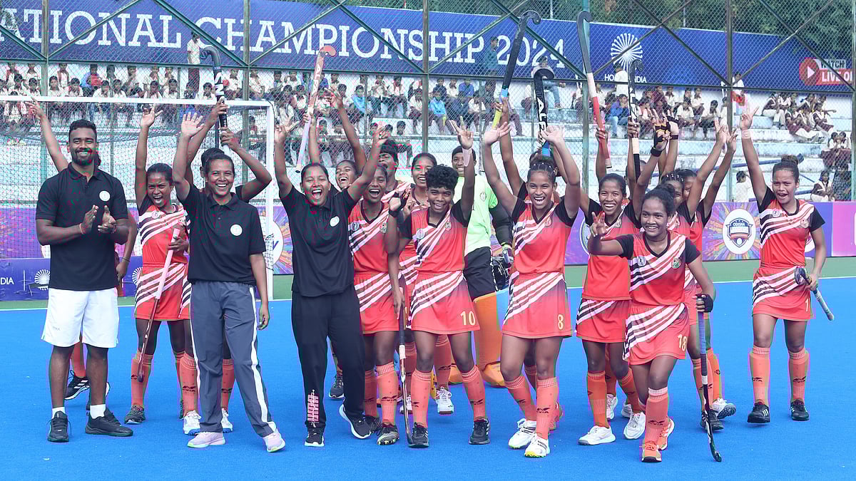 Hockey India : Jharkhand celebrate after winning the Sub-Junior Women National Hockey Championship.