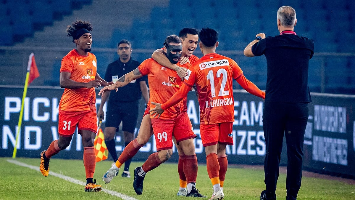 Luka Majcen celebrates his goal in the Punjab FC Vs Chennaiyin FC ISL 2024-25 game.  - ISL | FDSL