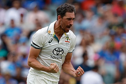 IND Vs AUS 2nd Test Day 1: Australia's Mitchell Starc celebrates the dismissal of India's Virat Kohli