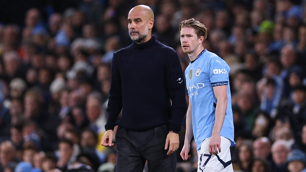Pep Guardiola with Kevin De Bruyne