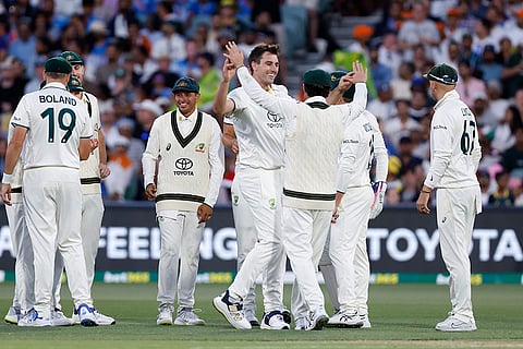 IND Vs AUS 2nd Test Day 2: Australia's captain Pat Cummins celebrates with after the dismissal of India's KL Rahul