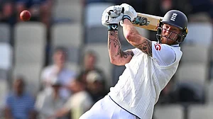 Photo: AP/Kerry Marshall : Ben Stokes bats on day 2 of the second Test between New Zealand and England at the Basin Reserve in Wellington.